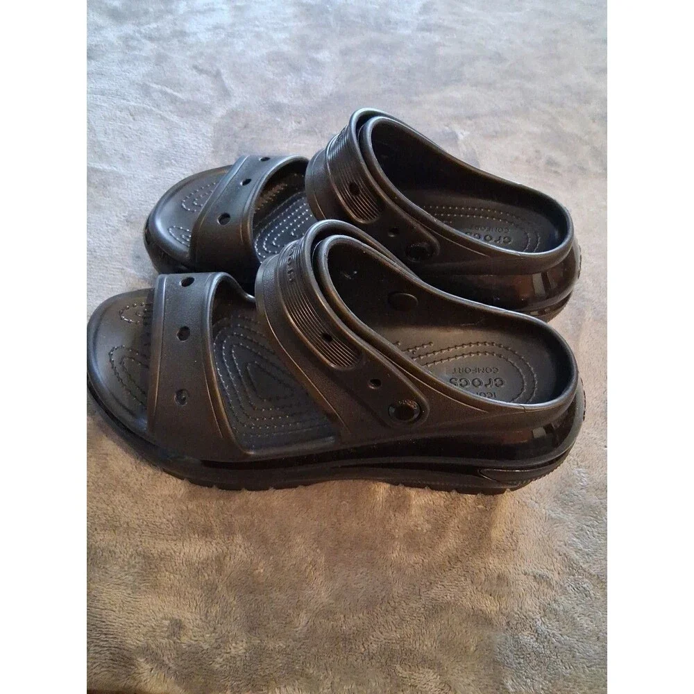 Crocs Classic Mega Crush Sandal Unisex Thick Soled Sandals Black Sz M 8 Women 10 - Picture 6 of 12